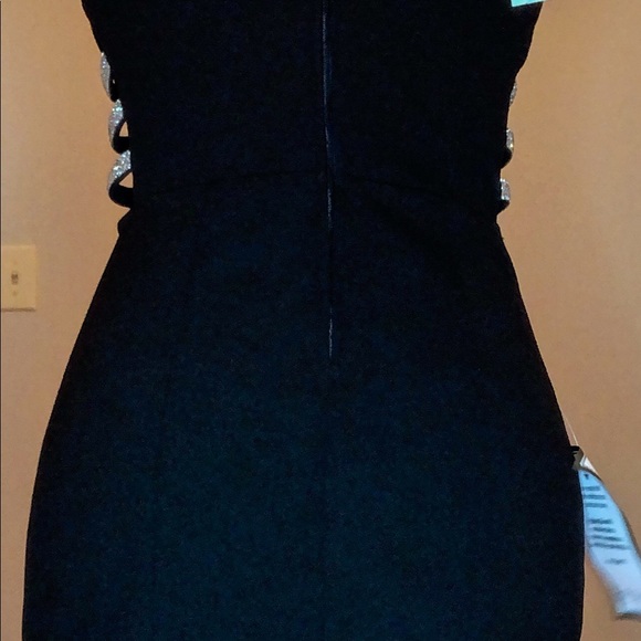 Womans black dress w/rhinestone side details. NWT - Picture 5 of 13